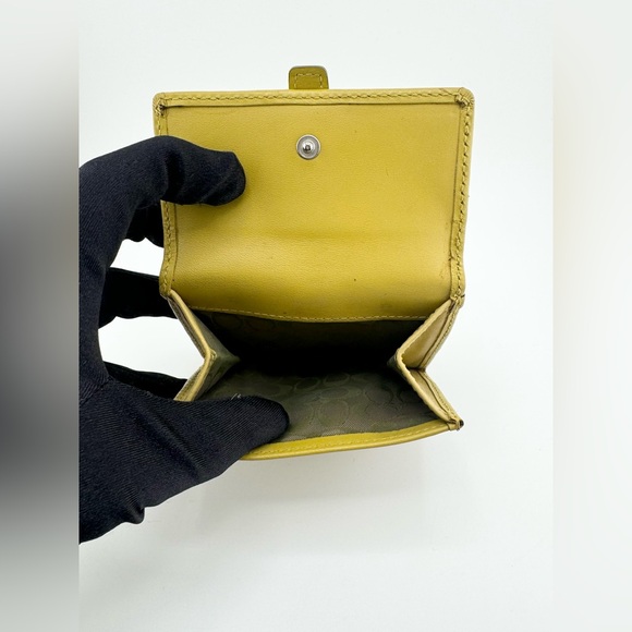 COACH Compact Wallet with Silver Hardware Yellow - Picture 5 of 12